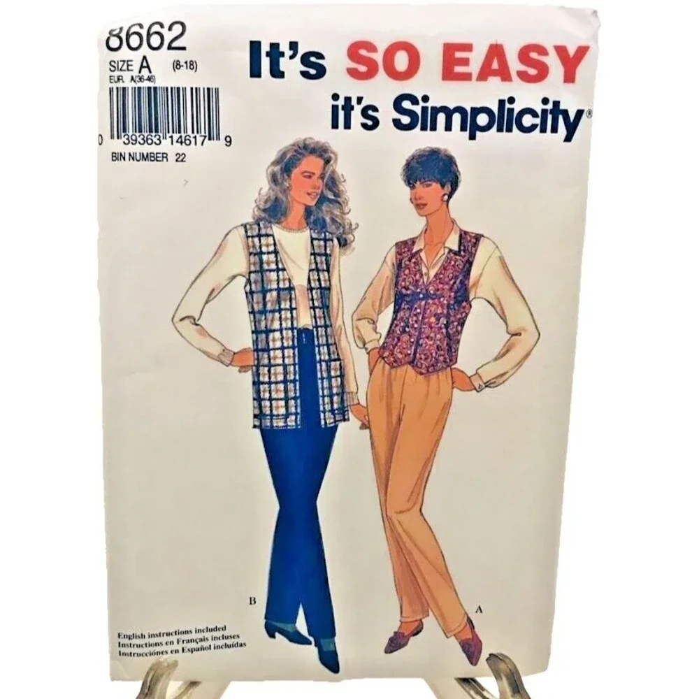 #8662 Simplicity womans vest pants sewing pattern 8-18